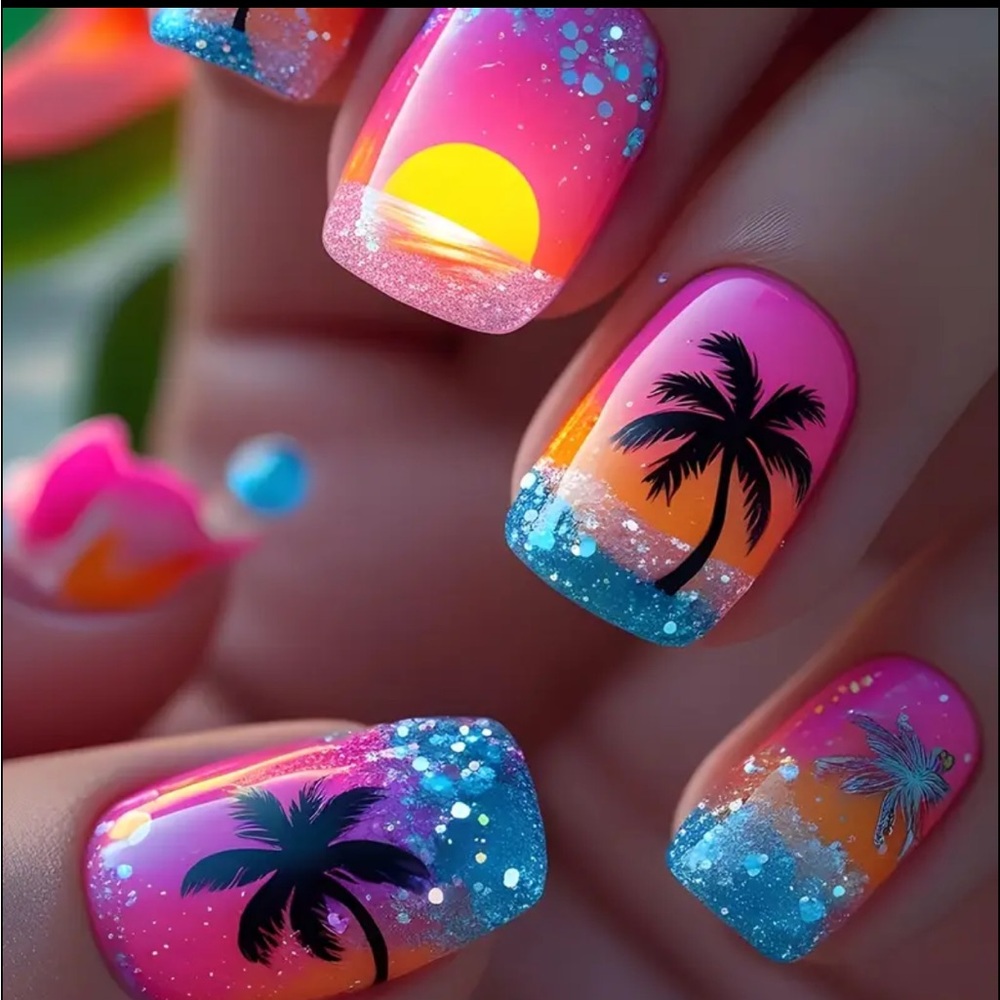 Tropical Sunset Press-On Nails